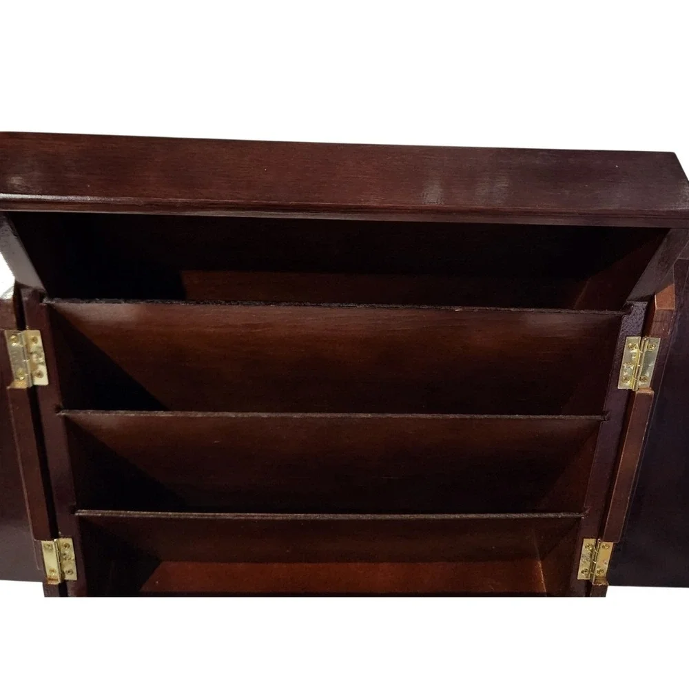 The Bamboo Co Wooden Desktop File Organizer Mail Sorter Cabinet Cherry Finish